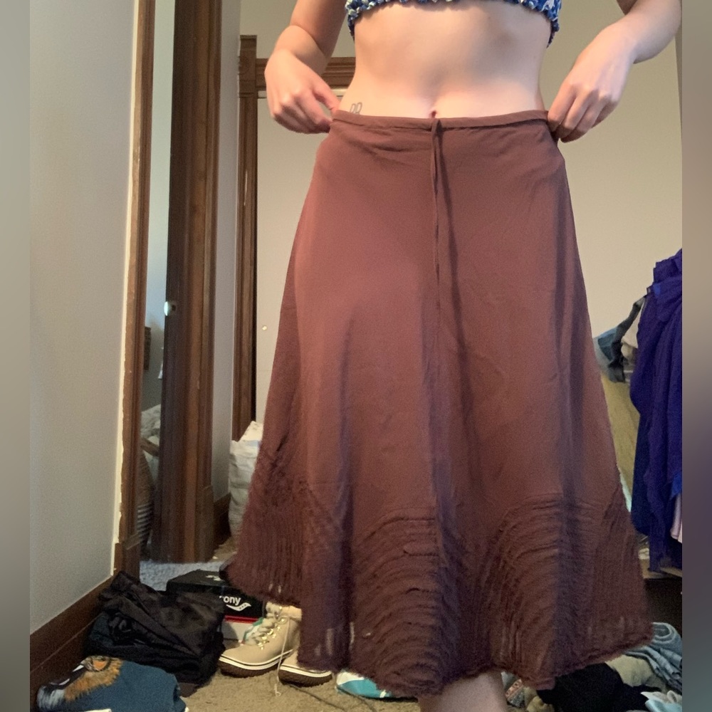 Gorgeous 100% silk brown skirt size small